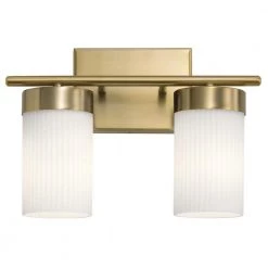 Ciona 14.5 in. 2-Light Brushed Natural Brass Bathroom Vanity Light with Round Ribbed Glass by KICHLER -Kichler Sales brushed natural brass kichler vanity lighting 55111bnb c3 1000