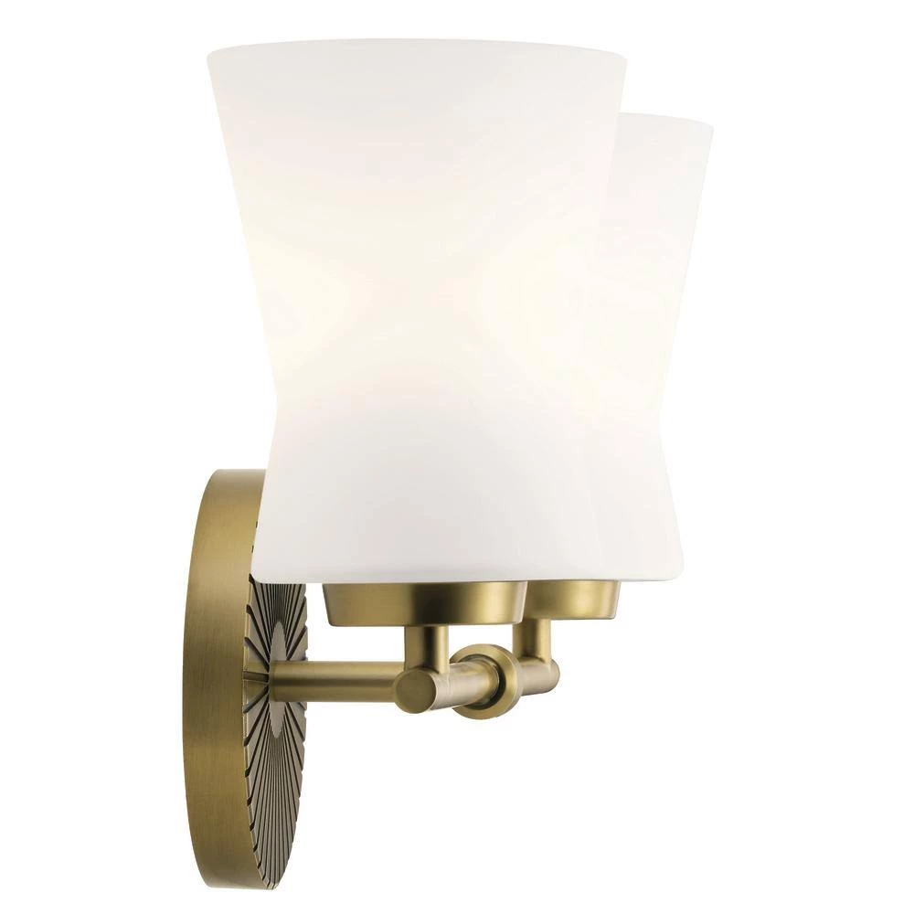 Brianne 14.5 in. 2-Light Brushed Natural Brass Bathroom Vanity Light with Satin Etched Cased Opal Glass by KICHLER 7 Brianne 14.5 in. 2-Light Brushed Natural Brass Bathroom Vanity Light with Satin Etched Cased Opal Glass by KICHLER - Image 5