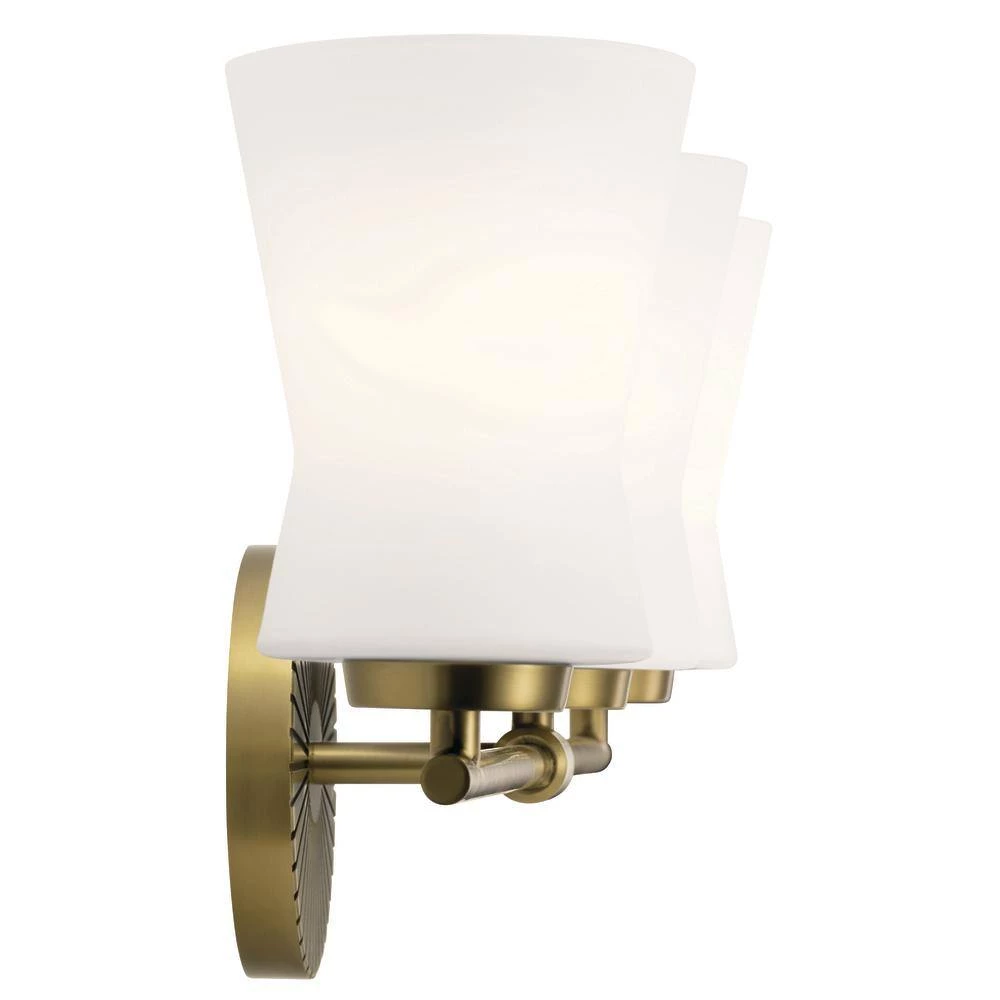 Brianne 24.5 in. 3-Light Brushed Natural Brass Bathroom Vanity Light with Satin Etched Cased Opal Glass by KICHLER 7 Brianne 24.5 in. 3-Light Brushed Natural Brass Bathroom Vanity Light with Satin Etched Cased Opal Glass by KICHLER - Image 5