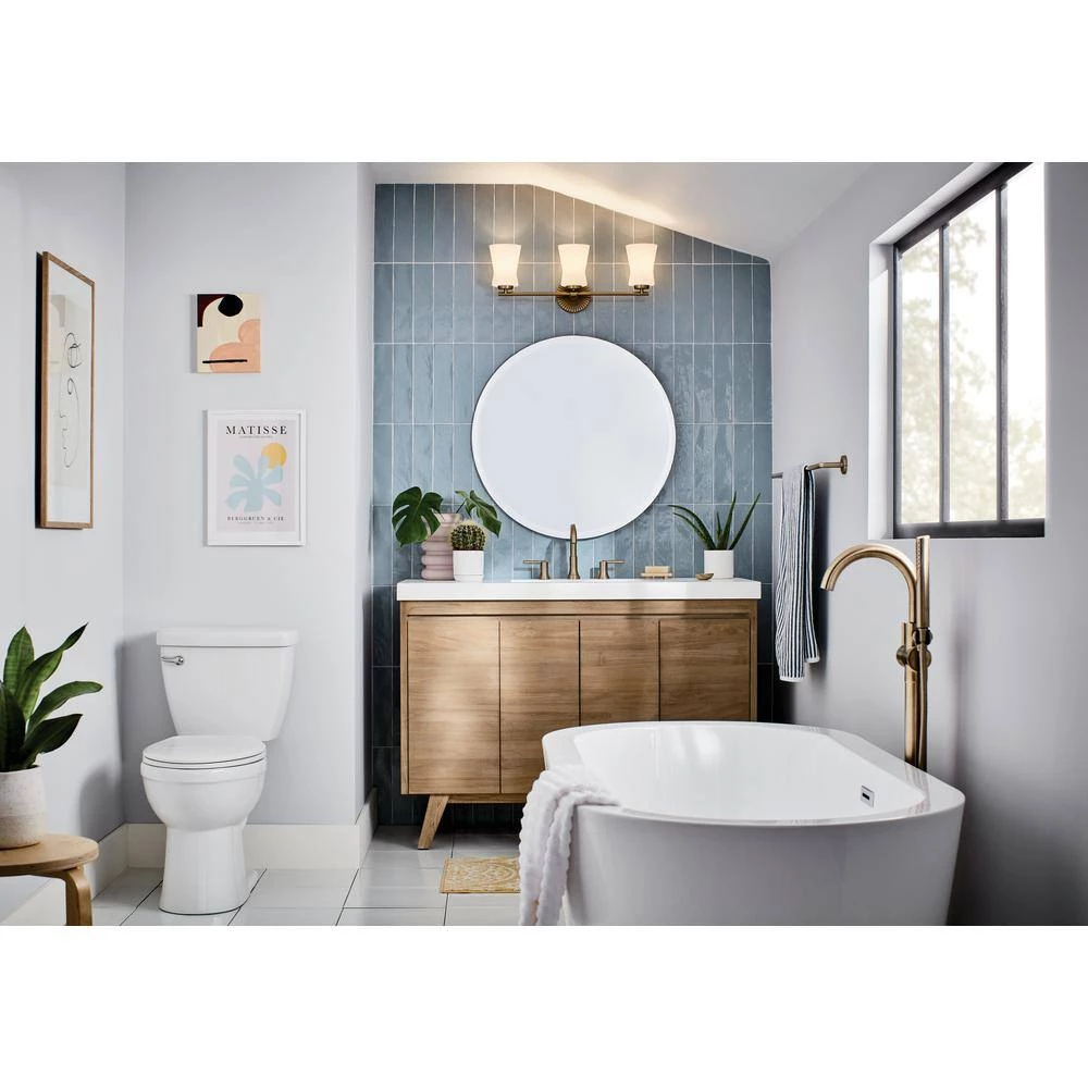 Brianne 24.5 in. 3-Light Brushed Natural Brass Bathroom Vanity Light with Satin Etched Cased Opal Glass by KICHLER 10 Brianne 24.5 in. 3-Light Brushed Natural Brass Bathroom Vanity Light with Satin Etched Cased Opal Glass by KICHLER - Image 8