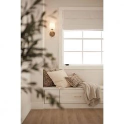 Ali 1-Light Brushed Natural Brass Hallway Wall Sconce with White Fabric Shade by KICHLER -Kichler Sales brushed natural brass kichler wall sconces 52505bnb 76 1000