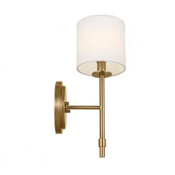 Ali 1-Light Brushed Natural Brass Hallway Wall Sconce with White Fabric Shade by KICHLER -Kichler Sales brushed natural brass kichler wall sconces 52505bnb c3 1000