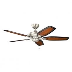 Canfield 52 in. Indoor Brushed Nickel Downrod Mount Ceiling Fan with Pull Chain by KICHLER -Kichler Sales brushed nickel 1 kichler ceiling fans without lights 300117ni fa 1000