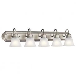 Independence 36 in. 5-Light Brushed Nickel Bathroom Vanity Light with Frosted Glass Shade by KICHLER