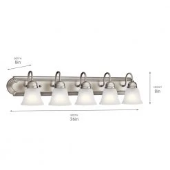 Independence 36 in. 5-Light Brushed Nickel Bathroom Vanity Light with Frosted Glass Shade by KICHLER -Kichler Sales brushed nickel 1 kichler vanity lighting 5339nis 66 1000