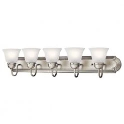 Independence 36 in. 5-Light Brushed Nickel Bathroom Vanity Light with Frosted Glass Shade by KICHLER -Kichler Sales brushed nickel 1 kichler vanity lighting 5339nis c3 1000