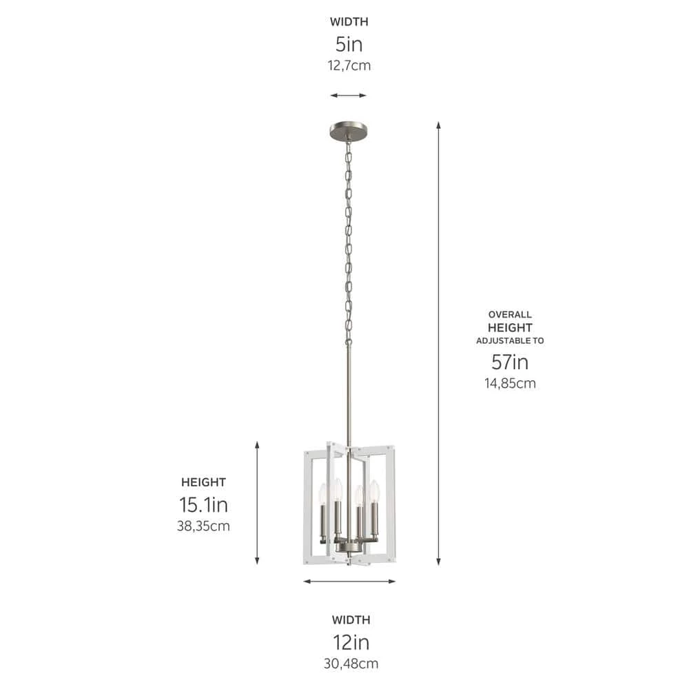 Pendroy 4-Light Brushed Nickel with White Industrial Cage Foyer Pendant by KICHLER 5 Pendroy 4-Light Brushed Nickel with White Industrial Cage Foyer Pendant by KICHLER - Image 3
