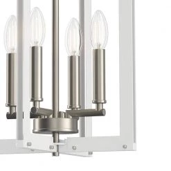 Pendroy 4-Light Brushed Nickel with White Industrial Cage Foyer Pendant by KICHLER 16 Pendroy 4-Light Brushed Nickel with White Industrial Cage Foyer Pendant by KICHLER -Kichler Sales brushed nickel and white kichler chandeliers 82385 4f 1000