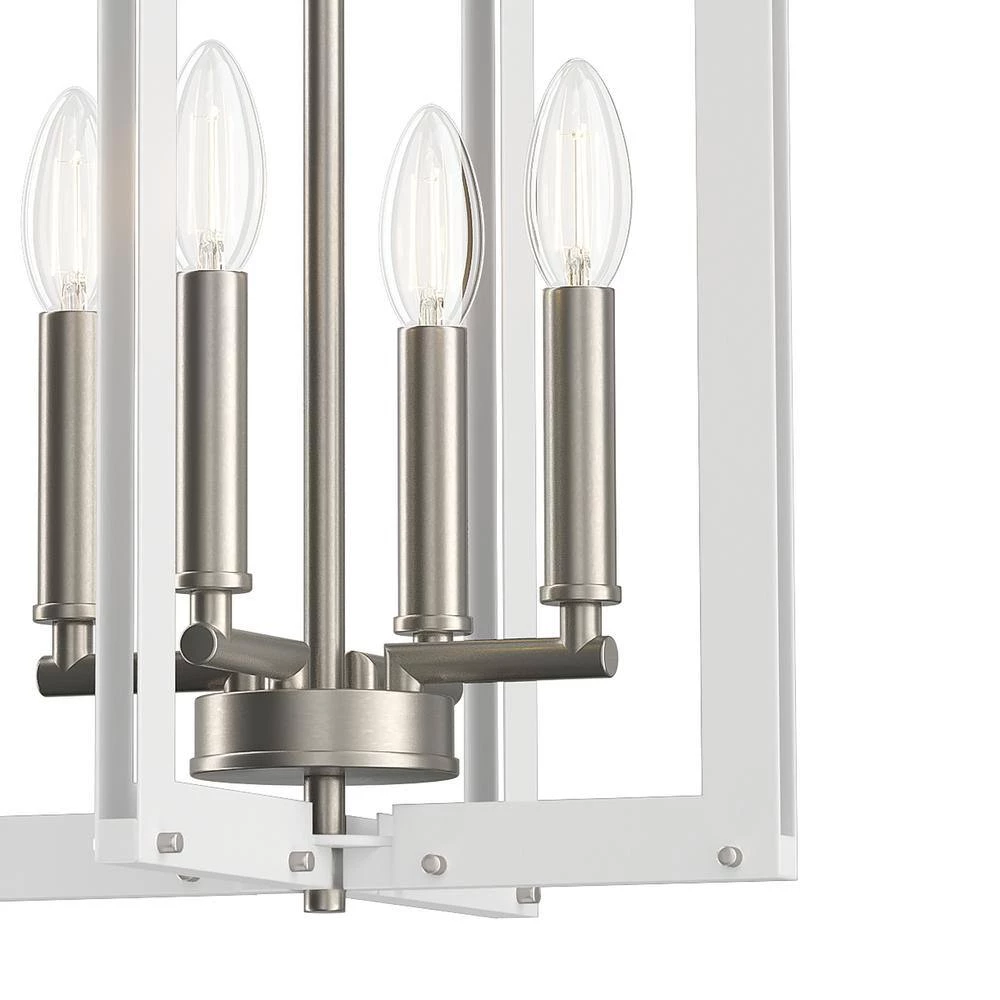 Pendroy 4-Light Brushed Nickel with White Industrial Cage Foyer Pendant by KICHLER 8 Pendroy 4-Light Brushed Nickel with White Industrial Cage Foyer Pendant by KICHLER - Image 6