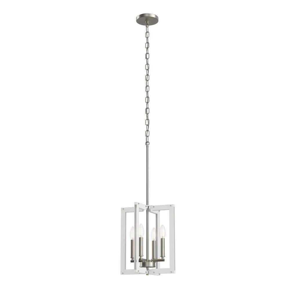 Pendroy 4-Light Brushed Nickel with White Industrial Cage Foyer Pendant by KICHLER 3 Pendroy 4-Light Brushed Nickel with White Industrial Cage Foyer Pendant by KICHLER