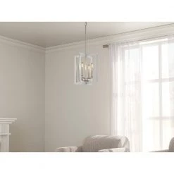 Pendroy 4-Light Brushed Nickel with White Industrial Cage Foyer Pendant by KICHLER 19 Pendroy 4-Light Brushed Nickel with White Industrial Cage Foyer Pendant by KICHLER -Kichler Sales brushed nickel and white kichler chandeliers 82385 76 1000