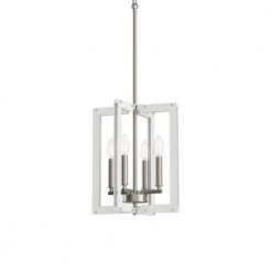 Pendroy 4-Light Brushed Nickel with White Industrial Cage Foyer Pendant by KICHLER 15 Pendroy 4-Light Brushed Nickel with White Industrial Cage Foyer Pendant by KICHLER -Kichler Sales brushed nickel and white kichler chandeliers 82385 c3 1000