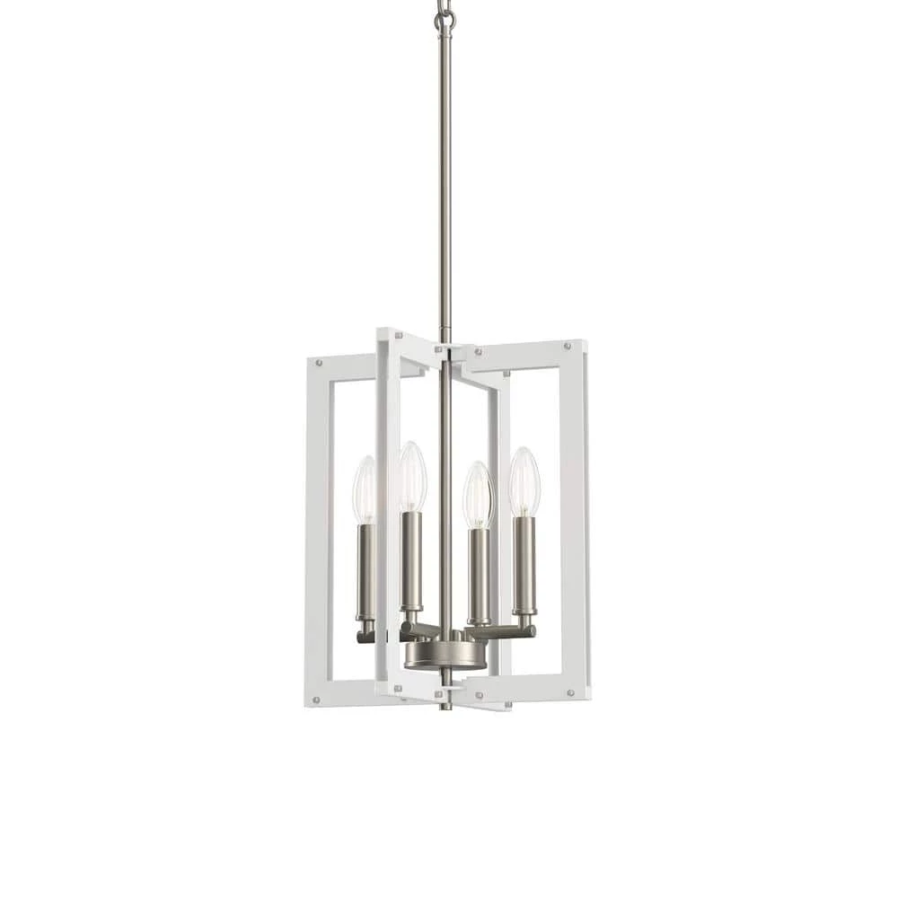 Pendroy 4-Light Brushed Nickel with White Industrial Cage Foyer Pendant by KICHLER 7 Pendroy 4-Light Brushed Nickel with White Industrial Cage Foyer Pendant by KICHLER - Image 5