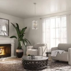 Pendroy 4-Light Brushed Nickel with White Industrial Cage Foyer Pendant by KICHLER 18 Pendroy 4-Light Brushed Nickel with White Industrial Cage Foyer Pendant by KICHLER -Kichler Sales brushed nickel and white kichler chandeliers 82385 fa 1000