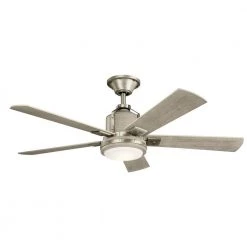 Colerne 52 in. Integrated LED Indoor Brushed Nickel Downrod Mount Ceiling Fan with Light Kit and Wall Control by KICHLER