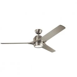 Zeus 60 in. Integrated LED Indoor Brushed Nickel Downrod Mount Ceiling Fan with Light Kit and Wall Control by KICHLER