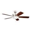 Skye 54 in. Integrated LED Indoor Brushed Nickel Downrod Mount Ceiling Fan with Light Kit and Wall Control by KICHLER -Kichler Sales brushed nickel kichler ceiling fans with lights 300251ni 64 1000