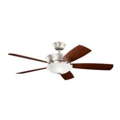Skye 54 in. Integrated LED Indoor Brushed Nickel Downrod Mount Ceiling Fan with Light Kit and Wall Control by KICHLER