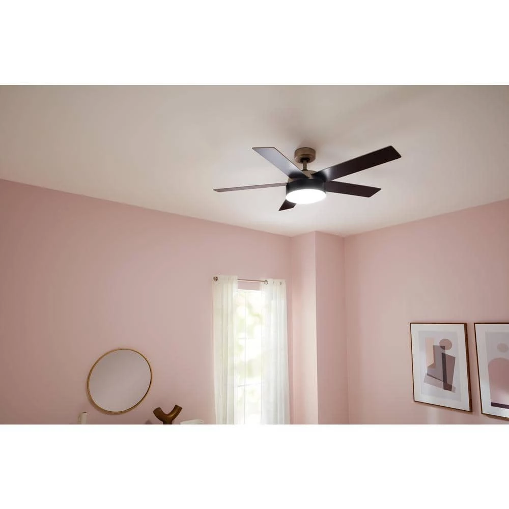 Compass 52 in. Integrated LED Indoor Brushed Nickel Down Rod Mount Ceiling Fan with Light and Remote by KICHLER 4 Compass 52 in. Integrated LED Indoor Brushed Nickel Down Rod Mount Ceiling Fan with Light and Remote by KICHLER - Image 2