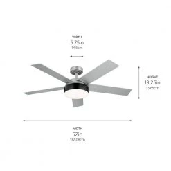 Compass 52 in. Integrated LED Indoor Brushed Nickel Down Rod Mount Ceiling Fan with Light and Remote by KICHLER 14 Compass 52 in. Integrated LED Indoor Brushed Nickel Down Rod Mount Ceiling Fan with Light and Remote by KICHLER -Kichler Sales brushed nickel kichler ceiling fans with lights 300322ni 66 1000