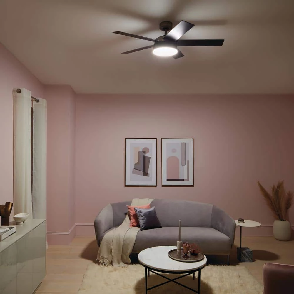 Compass 52 in. Integrated LED Indoor Brushed Nickel Down Rod Mount Ceiling Fan with Light and Remote by KICHLER 11 Compass 52 in. Integrated LED Indoor Brushed Nickel Down Rod Mount Ceiling Fan with Light and Remote by KICHLER - Image 9