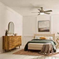 Leeds 52 in. Integrated LED Indoor Brushed Nickel Downrod Mount Ceiling Fan with Light Kit and Wall Control by KICHLER -Kichler Sales brushed nickel kichler ceiling fans with lights 300457ni 31 1000