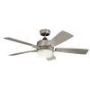 Leeds 52 in. Integrated LED Indoor Brushed Nickel Downrod Mount Ceiling Fan with Light Kit and Wall Control by KICHLER -Kichler Sales brushed nickel kichler ceiling fans with lights 300457ni 64 1000