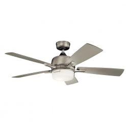 Leeds 52 in. Integrated LED Indoor Brushed Nickel Downrod Mount Ceiling Fan with Light Kit and Wall Control by KICHLER