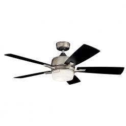 Leeds 52 in. Integrated LED Indoor Brushed Nickel Downrod Mount Ceiling Fan with Light Kit and Wall Control by KICHLER -Kichler Sales brushed nickel kichler ceiling fans with lights 300457ni c3 1000