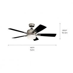 Leeds 52 in. Integrated LED Indoor Brushed Nickel Downrod Mount Ceiling Fan with Light Kit and Wall Control by KICHLER -Kichler Sales brushed nickel kichler ceiling fans with lights 300457ni fa 1000