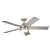 Tide 52 in. Integrated LED Indoor/Outdoor Brushed Nickel Downrod Mount Ceiling Fan with Remote Control by KICHLER