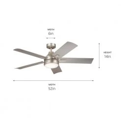 Tide WeatherPlus 52 in. Integrated LED Outdoor Brushed Nickel Downrod Mount Ceiling Fan with Remote Control by KICHLER -Kichler Sales brushed nickel kichler ceiling fans with lights 310126ni 1f 1000