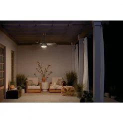 Tide WeatherPlus 52 in. Integrated LED Outdoor Brushed Nickel Downrod Mount Ceiling Fan with Remote Control by KICHLER -Kichler Sales brushed nickel kichler ceiling fans with lights 310126ni 76 1000