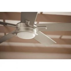 Tide WeatherPlus 52 in. Integrated LED Outdoor Brushed Nickel Downrod Mount Ceiling Fan with Remote Control by KICHLER -Kichler Sales brushed nickel kichler ceiling fans with lights 310126ni fa 1000
