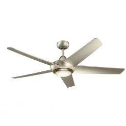 Kapono 52 in. Integrated LED Indoor Brushed Nickel Downrod Mount Ceiling Fan with Light with Remote by KICHLER -Kichler Sales brushed nickel kichler ceiling fans with lights 330089ni 1f 1000
