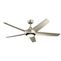 Kapono 52 in. Integrated LED Indoor Brushed Nickel Downrod Mount Ceiling Fan with Light with Remote by KICHLER -Kichler Sales brushed nickel kichler ceiling fans with lights 330089ni 4f 1000