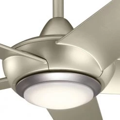 Kapono 52 in. Integrated LED Indoor Brushed Nickel Downrod Mount Ceiling Fan with Light with Remote by KICHLER -Kichler Sales brushed nickel kichler ceiling fans with lights 330089ni 66 1000