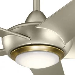 Kapono 52 in. Integrated LED Indoor Brushed Nickel Downrod Mount Ceiling Fan with Light with Remote by KICHLER -Kichler Sales brushed nickel kichler ceiling fans with lights 330089ni 76 1000