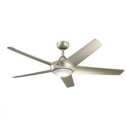 Kapono 52 in. Integrated LED Indoor Brushed Nickel Downrod Mount Ceiling Fan with Light with Remote by KICHLER -Kichler Sales brushed nickel kichler ceiling fans with lights 330089ni c3 1000