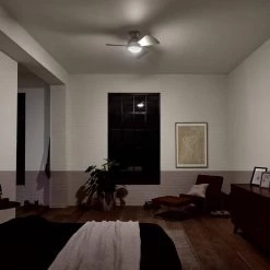 Sola 34 in. Integrated LED Indoor Brushed Nickel Flush Mount Ceiling Fan with Light Kit and Wall Control by KICHLER -Kichler Sales brushed nickel kichler ceiling fans with lights 330150ni 1f 1000