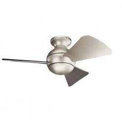 Sola 34 in. Integrated LED Indoor Brushed Nickel Flush Mount Ceiling Fan with Light Kit and Wall Control by KICHLER -Kichler Sales brushed nickel kichler ceiling fans with lights 330150ni c3 1000