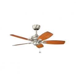 Canfield 44 in. Indoor Brushed Nickel Downrod Mount Ceiling Fan with Pull Chain by KICHLER -Kichler Sales brushed nickel kichler ceiling fans without lights 300107ni 4f 1000