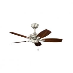 Canfield 44 in. Indoor Brushed Nickel Downrod Mount Ceiling Fan with Pull Chain by KICHLER
