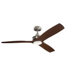 Ried 56 in. Indoor/Outdoor Brushed Nickel Downrod Mount Ceiling Fan with Wall Control by KICHLER -Kichler Sales brushed nickel kichler ceiling fans without lights 300356ni 4f 1000