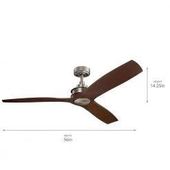 Ried 56 in. Indoor/Outdoor Brushed Nickel Downrod Mount Ceiling Fan with Wall Control by KICHLER -Kichler Sales brushed nickel kichler ceiling fans without lights 300356ni c3 1000