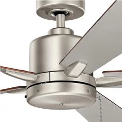 Bowen 52 in. Indoor Brushed Nickel Downrod Mount Ceiling Fan with Pull Chain by KICHLER -Kichler Sales brushed nickel kichler ceiling fans without lights 330242ni 4f 1000