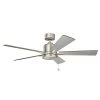 Bowen 52 in. Indoor Brushed Nickel Downrod Mount Ceiling Fan with Pull Chain by KICHLER -Kichler Sales brushed nickel kichler ceiling fans without lights 330242ni 64 1000