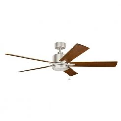 Bowen 60 in. Indoor Brushed Nickel Downrod Mount Ceiling Fan with Pull Chain by KICHLER