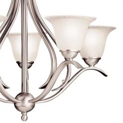 Dover 5-Light Brushed Nickel Transitional Dining Room Chandelier with White Etched Glass Shade by KICHLER -Kichler Sales brushed nickel kichler chandeliers 2020ni c3 1000