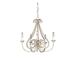 Dover 5-Light Brushed Nickel Transitional Candlestick Dining Room Chandelier by KICHLER